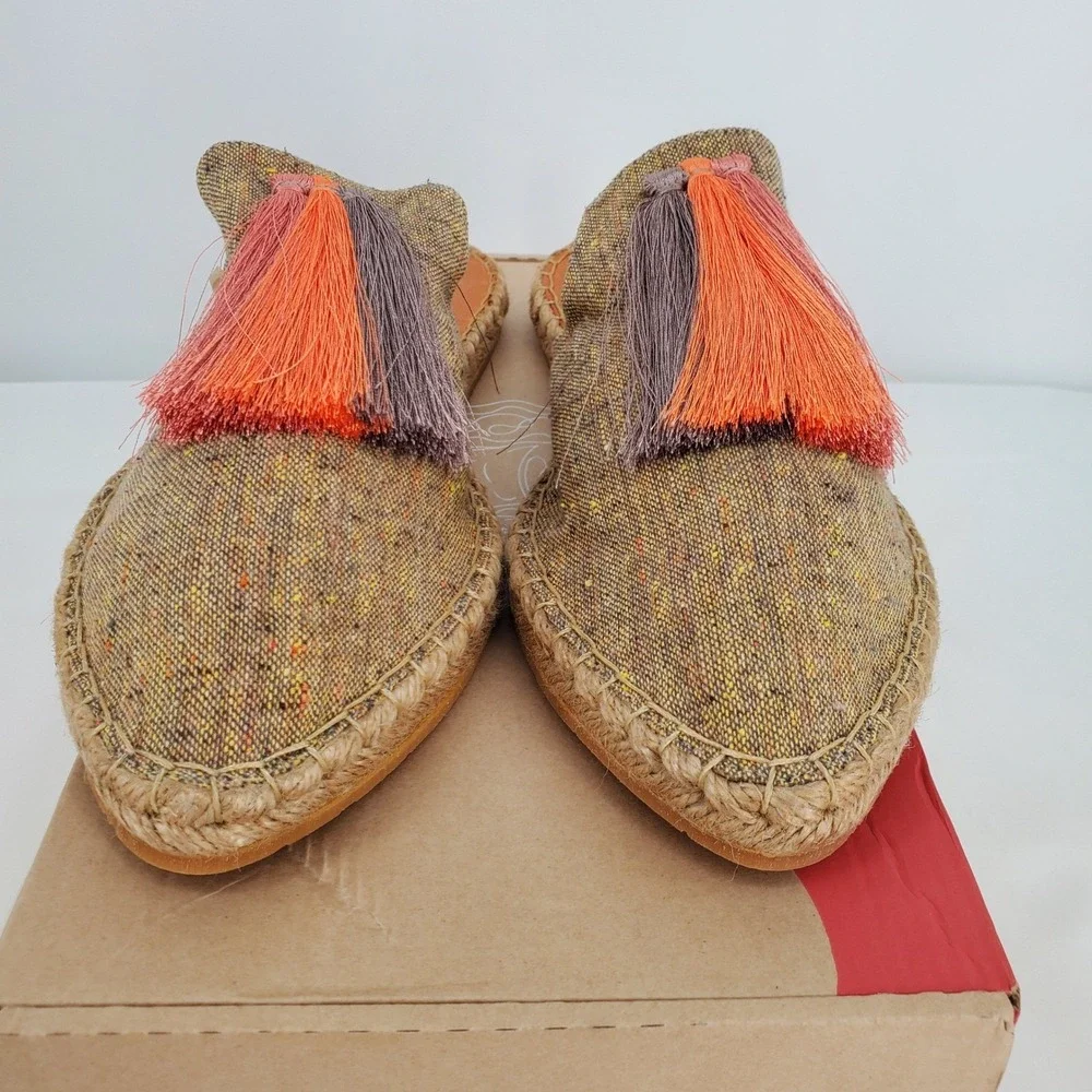 Silvia Cobos Sunrise Mule Camel Espadrille Tassel Slides Size 10 VDL-221-SUN-CAM